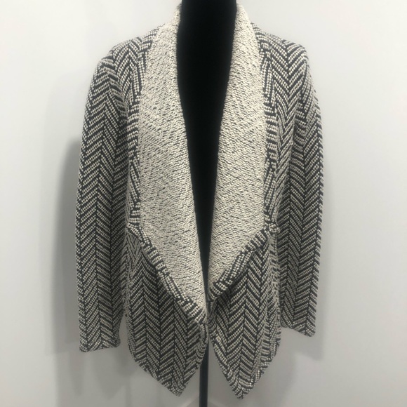 BB Dakota Black & White Open Front Cardigan - Picture 2 of 10